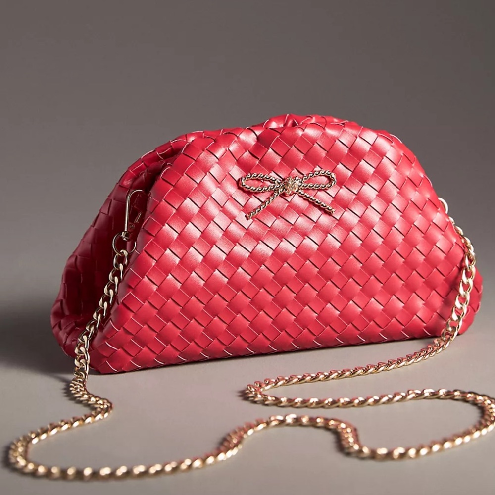 Anthropologie Red Woven Bag